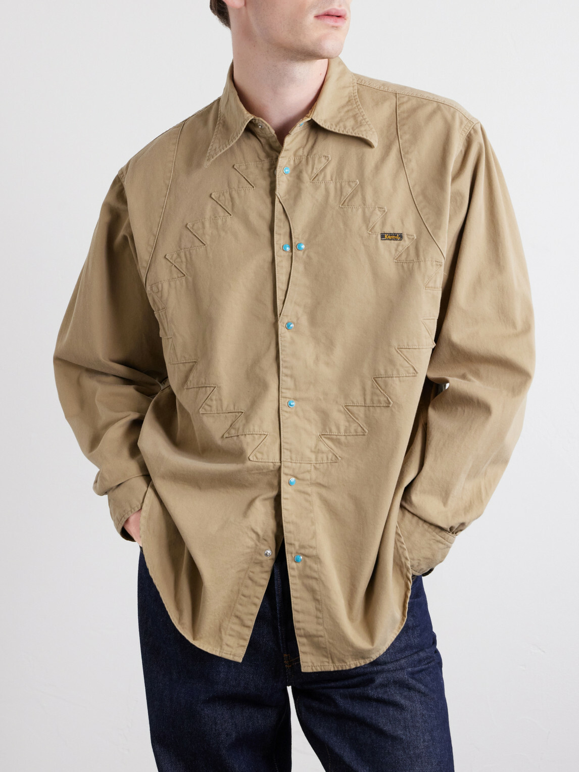KAPITAL - Thunderbird Panelled Cotton-Twill Shirt - Neutrals