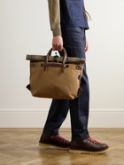 Bleu de Chauffe - Woody Business Leather-Trimmed Checked Canvas Messenger Bag