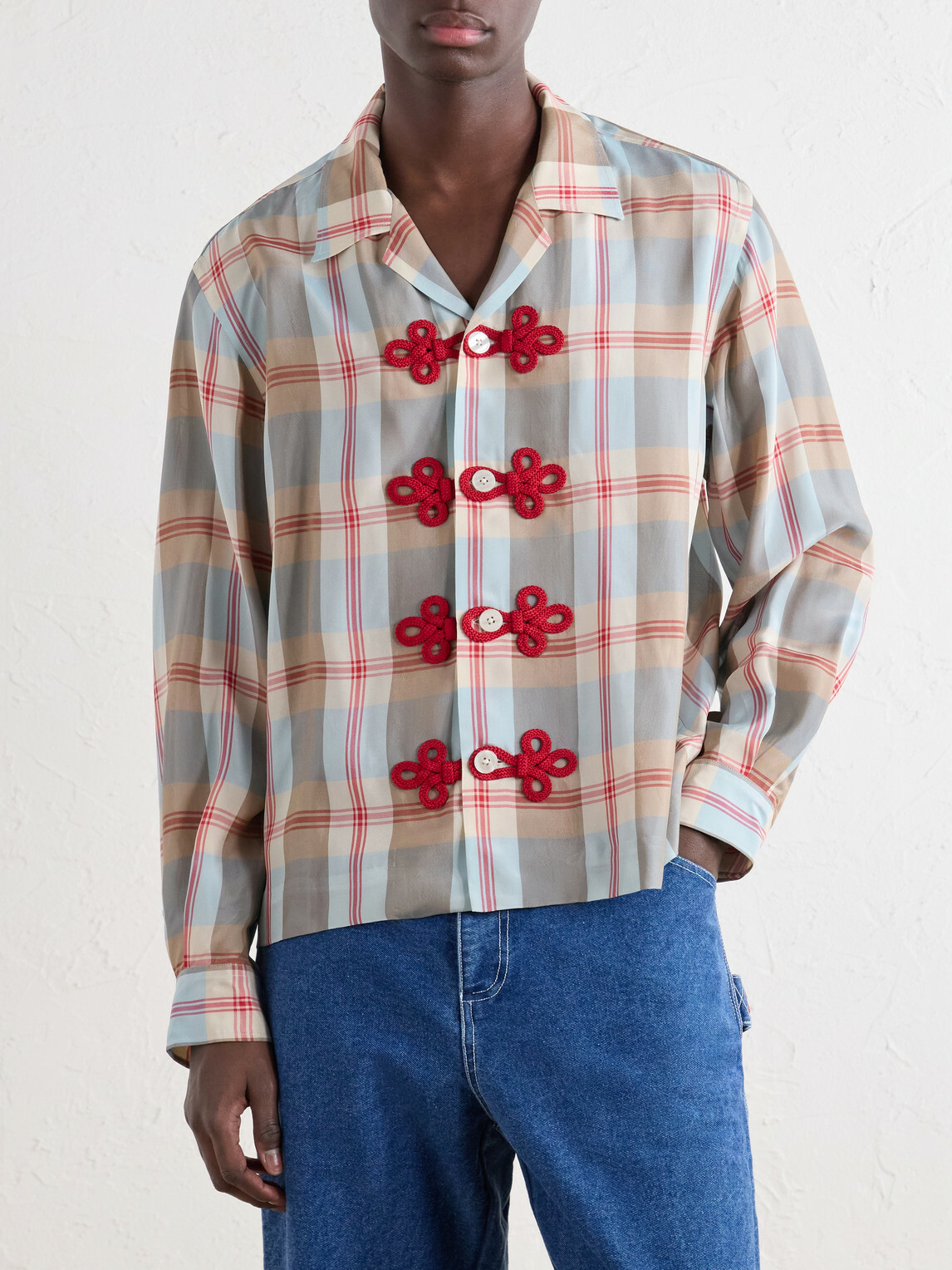 BODE - Canyon Trillium Camp-Collar Appliquéd Checked Organza Shirt - Multi