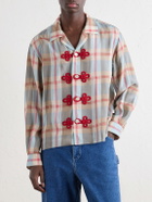 BODE - Canyon Trillium Camp-Collar Appliquéd Checked Organza Shirt - Multi