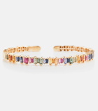 Suzanne Kalan - Rainbow Fireworks 18kt gold cuff bracelet with sapphires