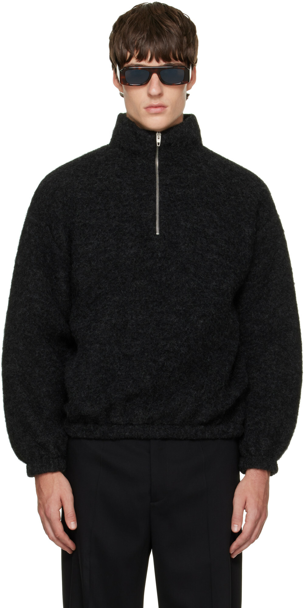 Jil Sander Black Quarter-Zip Sweater