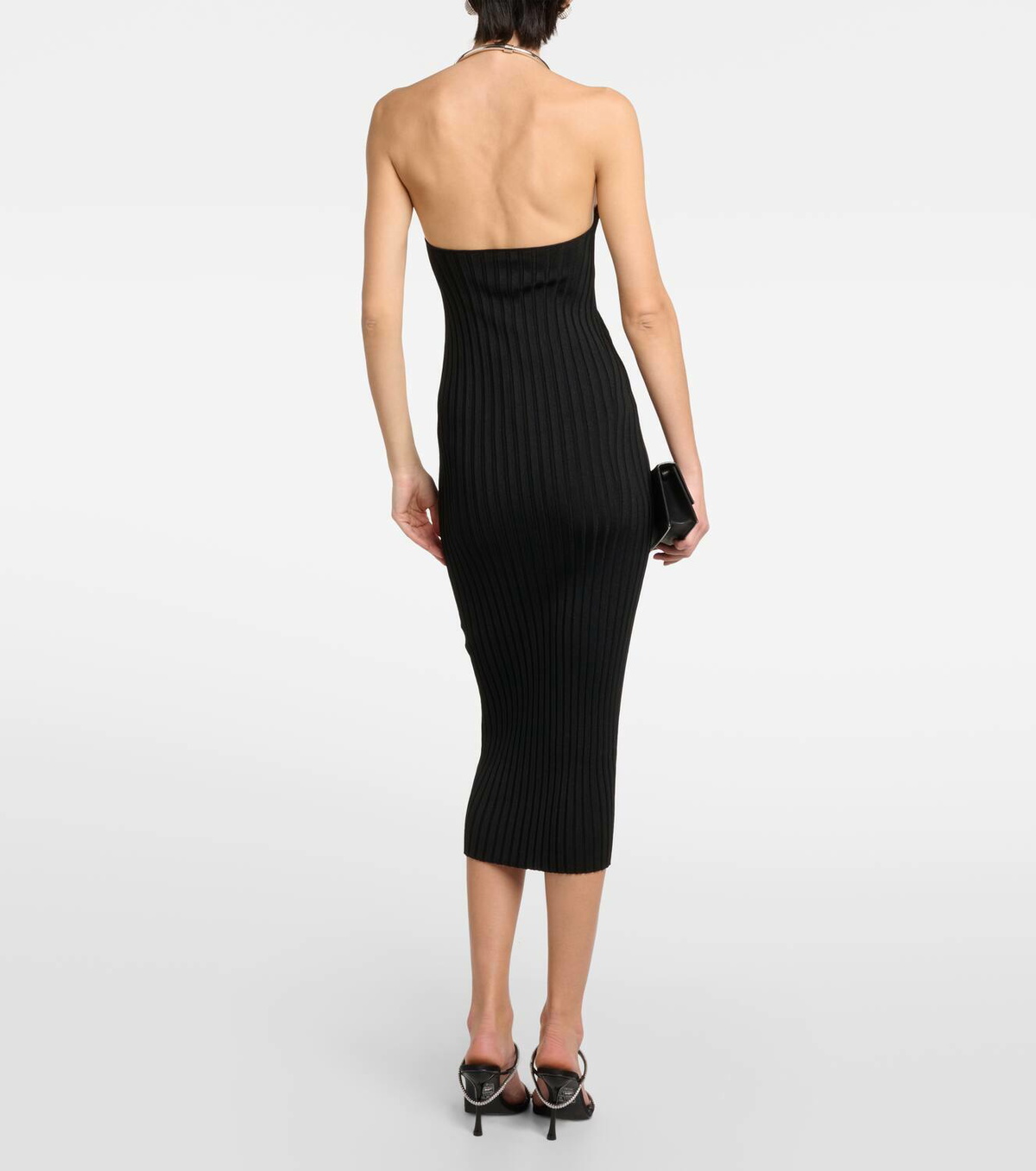 Galvan Rhea metallic-knit midi dress Galvan