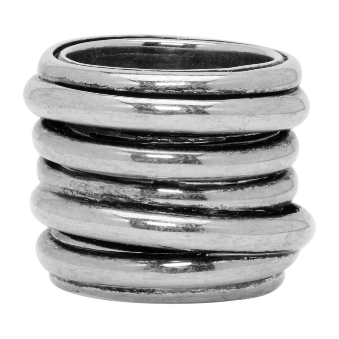Balenciaga Silver Multirings Ring Balenciaga