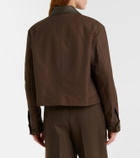 Vince Cropped leather-trimmed cotton twill jacket