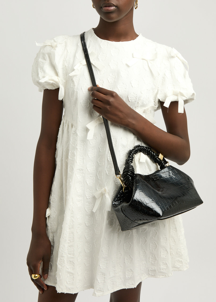 Ganni Bou Small Crocodile-effect Leather top Handle bag