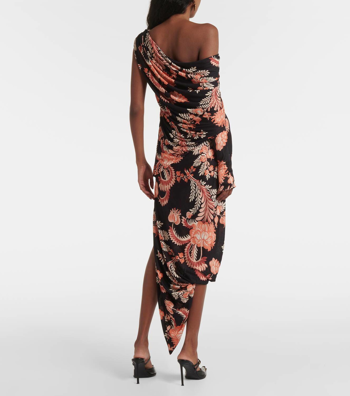 Etro Floral draped asymmetric midi dress Etro Etro Floral draped asymmetric midi dress Etro