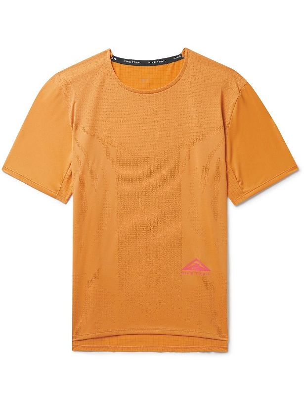 Photo: Nike Running - Rise 365 Logo-Print Dri-FIT and Ripstop T-Shirt - Orange