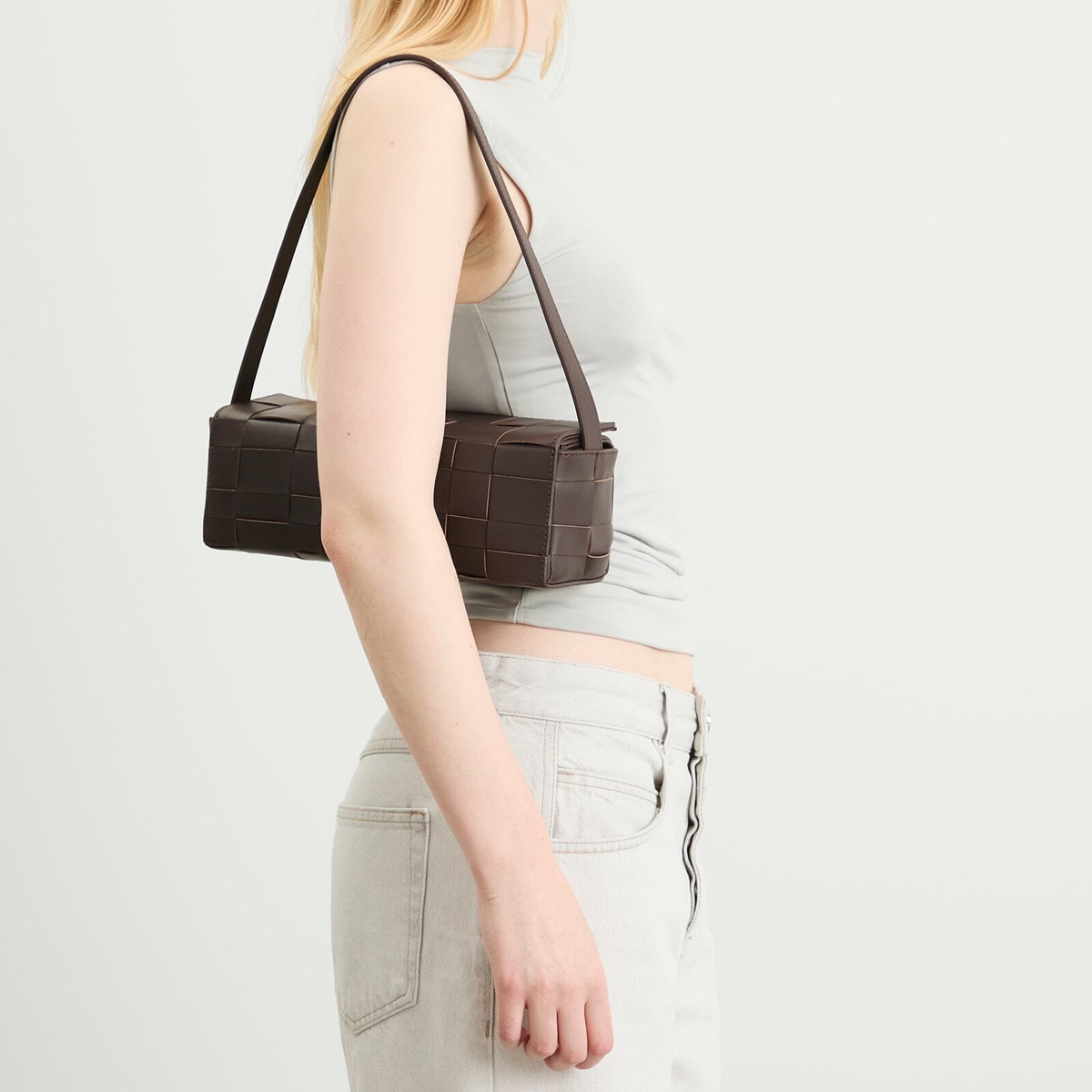 ST. Agni Women's Woven East West Bag in Coffee 