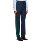 Wales Bonner Navy and Green Dub Trousers
