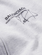 Balenciaga - RuPaul Distressed Logo-Print Cotton-Jersey Zip-Up Hoodie - Gray