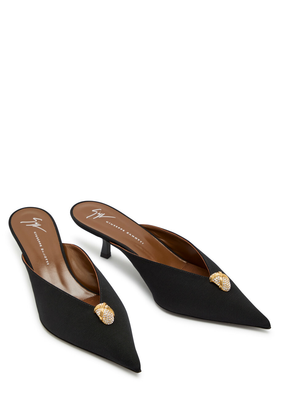 Giuseppe Zanotti Raquel 50 Crystal-embellished Woven Mules Black