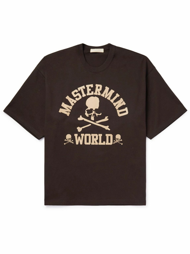 Photo: Mastermind World - Logo-Print Cotton-Jersey T-Shirt - Brown
