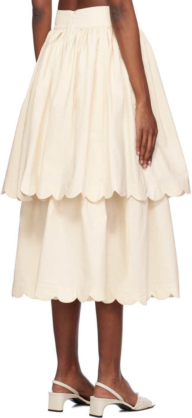 Le Petit Trou Off-White Frida Midi Skirt