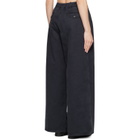 Jil Sander Navy Casual Wide Leg Pleated Trousers