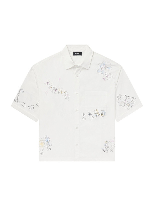 Photo: NAHMIAS - Scribble Cotton-Blend Poplin Shirt - White