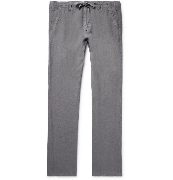 Photo: Hartford - Troy Slim-Fit Linen-Chambray Drawstring Trousers - Men - Gray