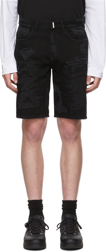 Photo: Givenchy Black Distressed Denim Shorts