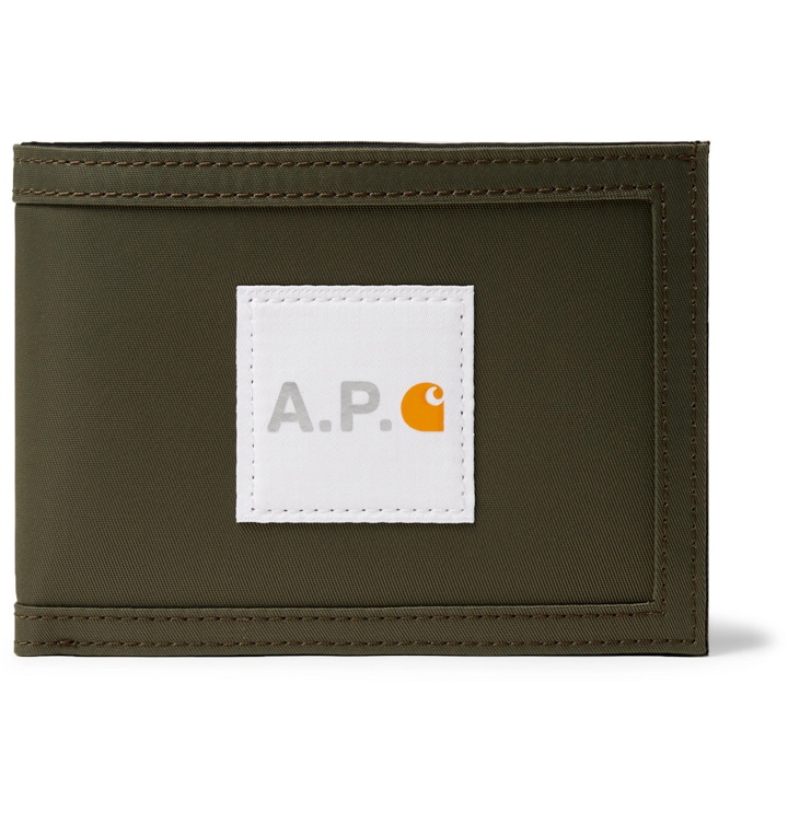 Photo: A.P.C. - Carhartt WIP Logo-Appliquéd Bifold Cardholder - Green