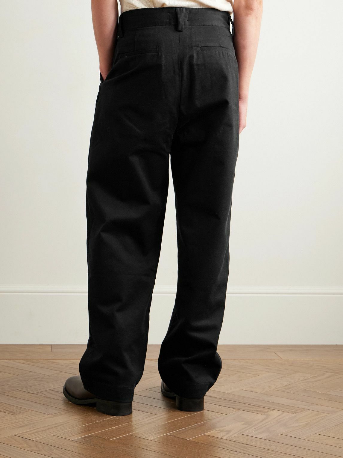 AGOLDE - Slater Straight-Leg Pleated Cotton-Twill Trousers - Black