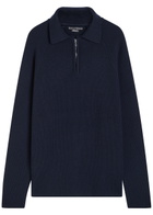 Begg & CO Magnus Cashmere Polo Jumper Navy