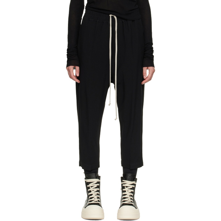Photo: Rick Owens Black Drawstring Astaires Cropped Trousers