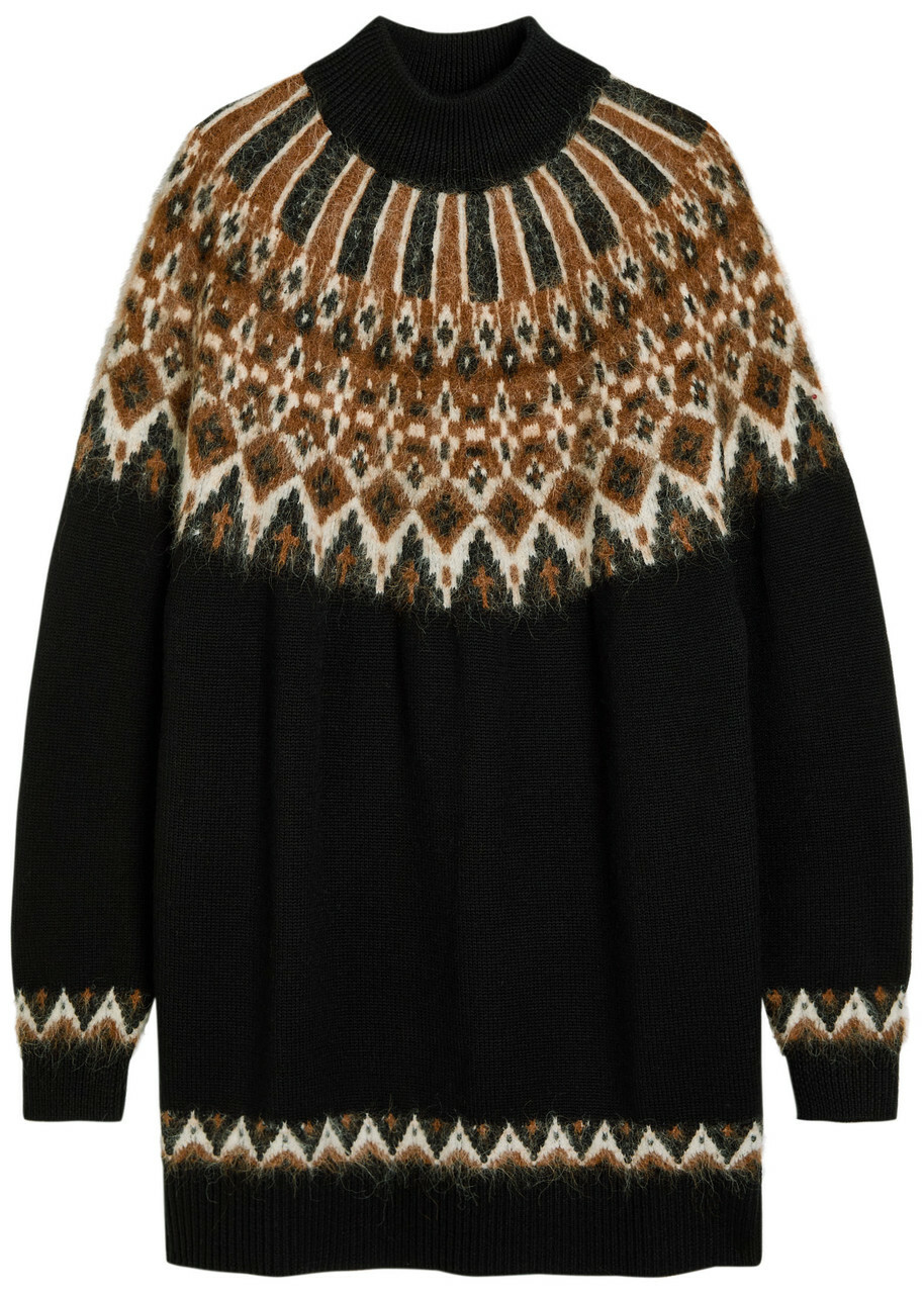 Staud Liza Patterned Wool-blend Jumper Dress Multicoloured