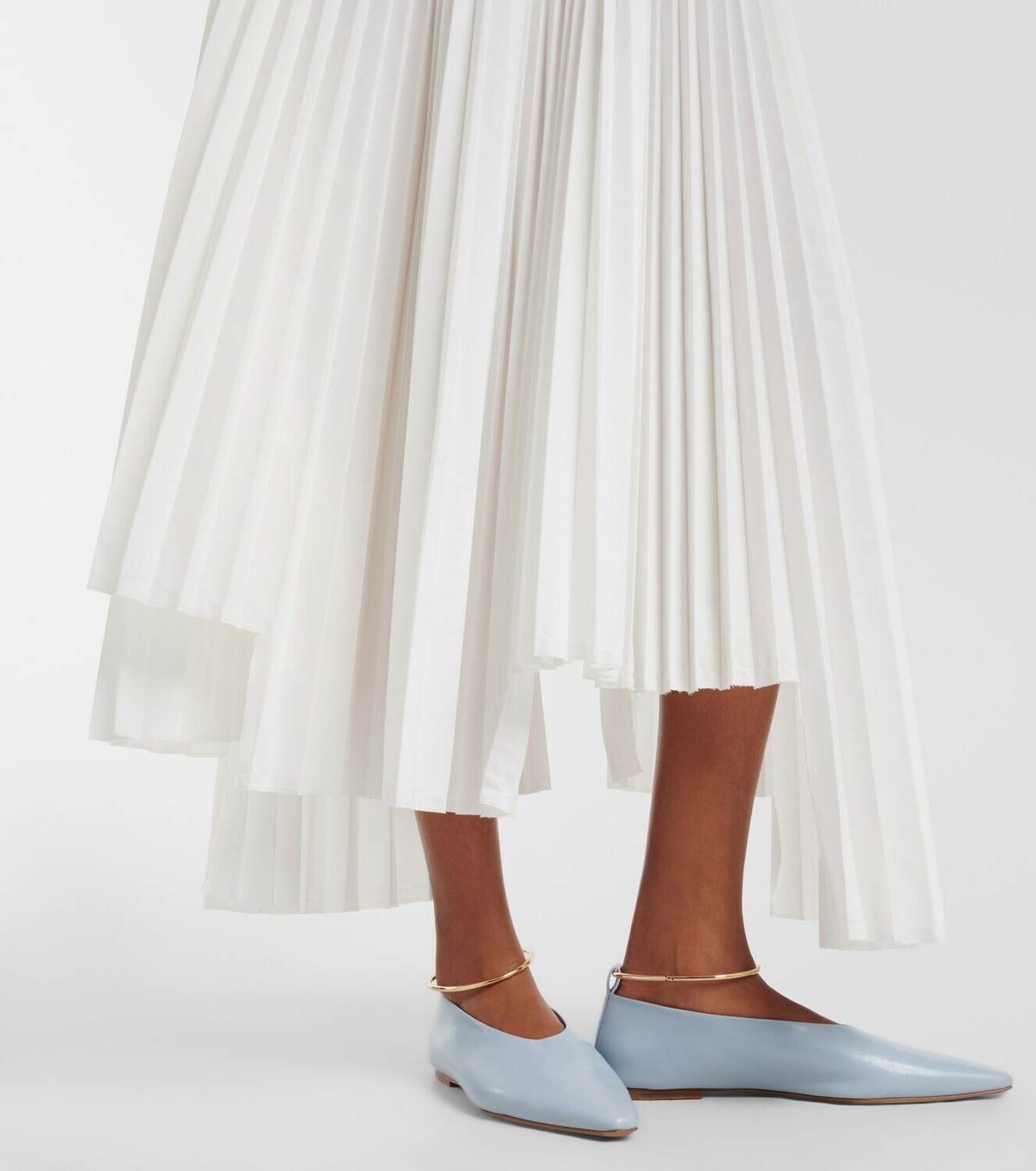 Plan C Plissé asymmetric muslin maxi skirt