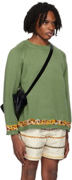 Bode Green Daisy Garland Sweater