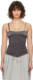 OPEN YY Gray Contrast Trim Tank Top