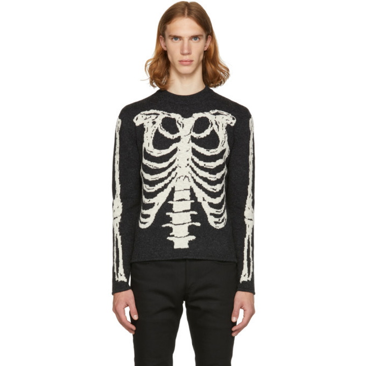 Photo: Saint Laurent Grey Skeleton Crewneck Sweater