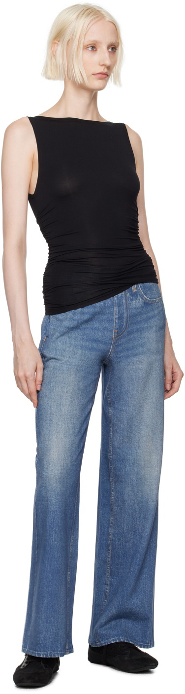 rag & bone Black Luca Shirred Tank Top Rag and Bone