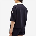 Moncler Women's Contrast Collar Polo Shirt Top in Blue