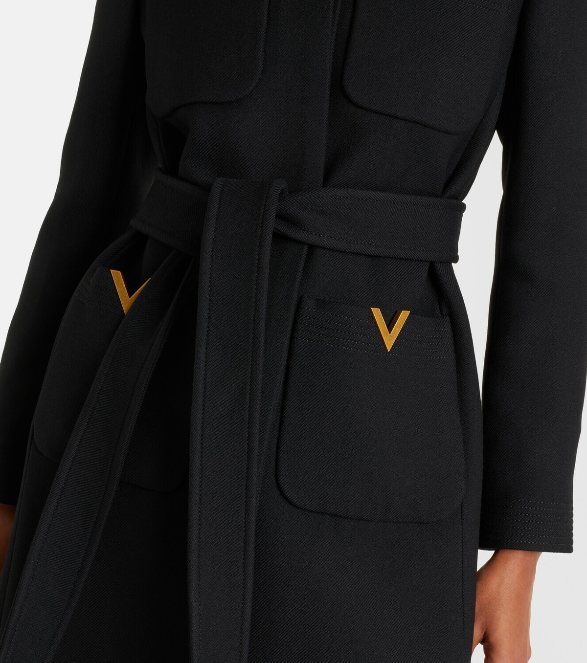 Valentino VGold belted wool and silk coat