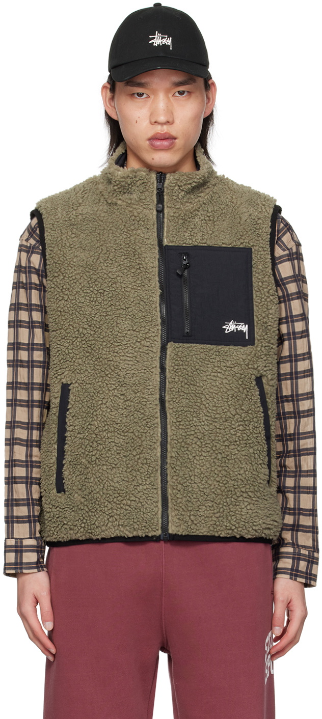 Stüssy Beige Embroidered Reversible Vest Stussy