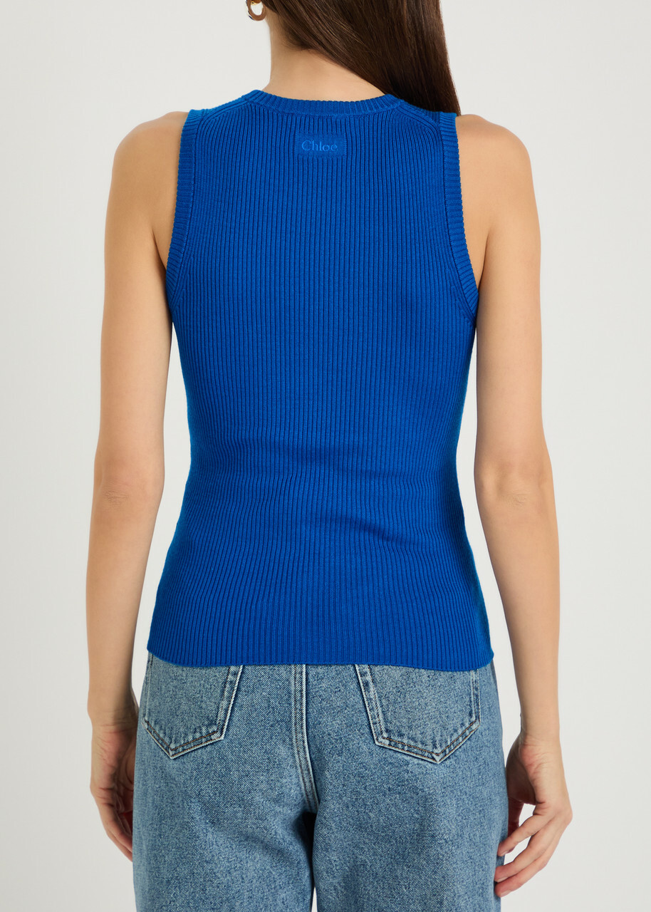 Chloe Ribbed Wool Tank top Blue