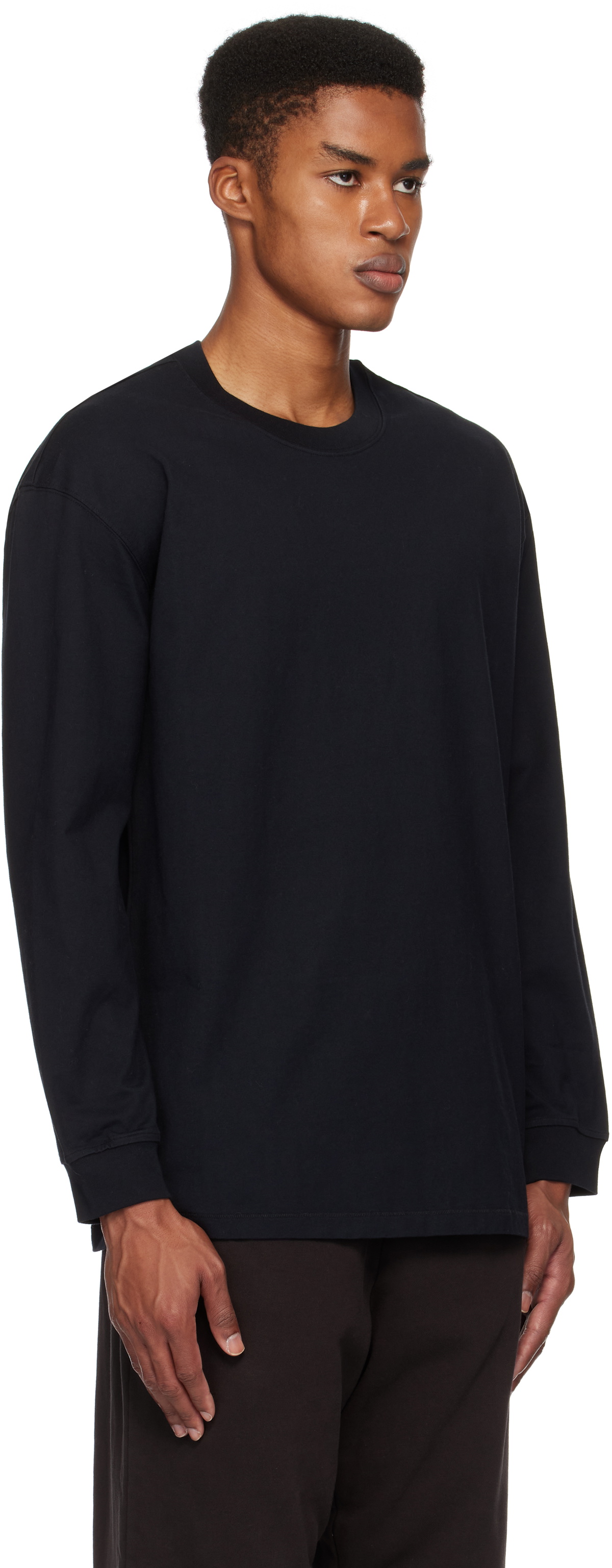 SKIMS Black Heavyweight Cotton Relaxed Long Sleeve T-shirt