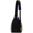 Versace Blue Leather Barocco Backpack
