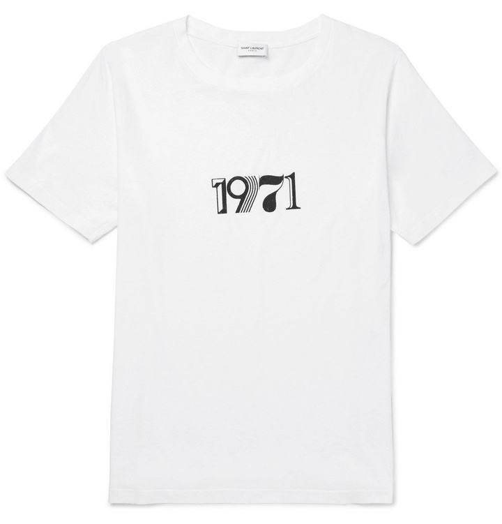 Photo: Saint Laurent - Printed Cotton-Jersey T-Shirt - Men - White