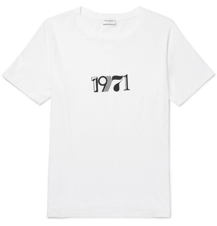 Photo: Saint Laurent - Printed Cotton-Jersey T-Shirt - Men - White