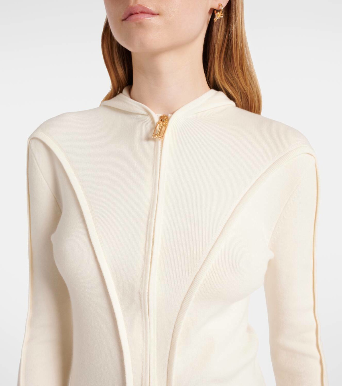 Victoria Beckham Wool-blend jersey zip-up hoodie