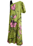 Stine Goya Floral-print Puff-sleeve Maxi Dress Green