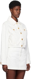 Balmain White Cropped Denim Jacket