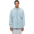 Marcelo Burlon County of Milan Blue Denim Rural Cross Shirt