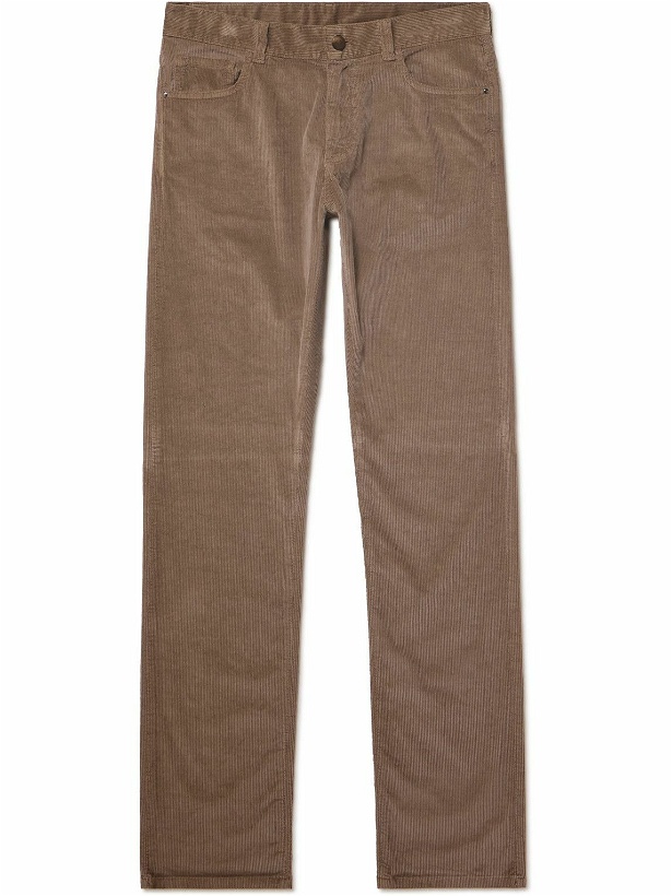 Photo: Canali - Slim-Fit Stretch-Cotton and Modal-Blend Corduroy Trousers - Brown