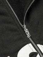 RRR123 - USO-123 Cropped Printed Cotton-Jersey Zip-Up Hoodie - Black