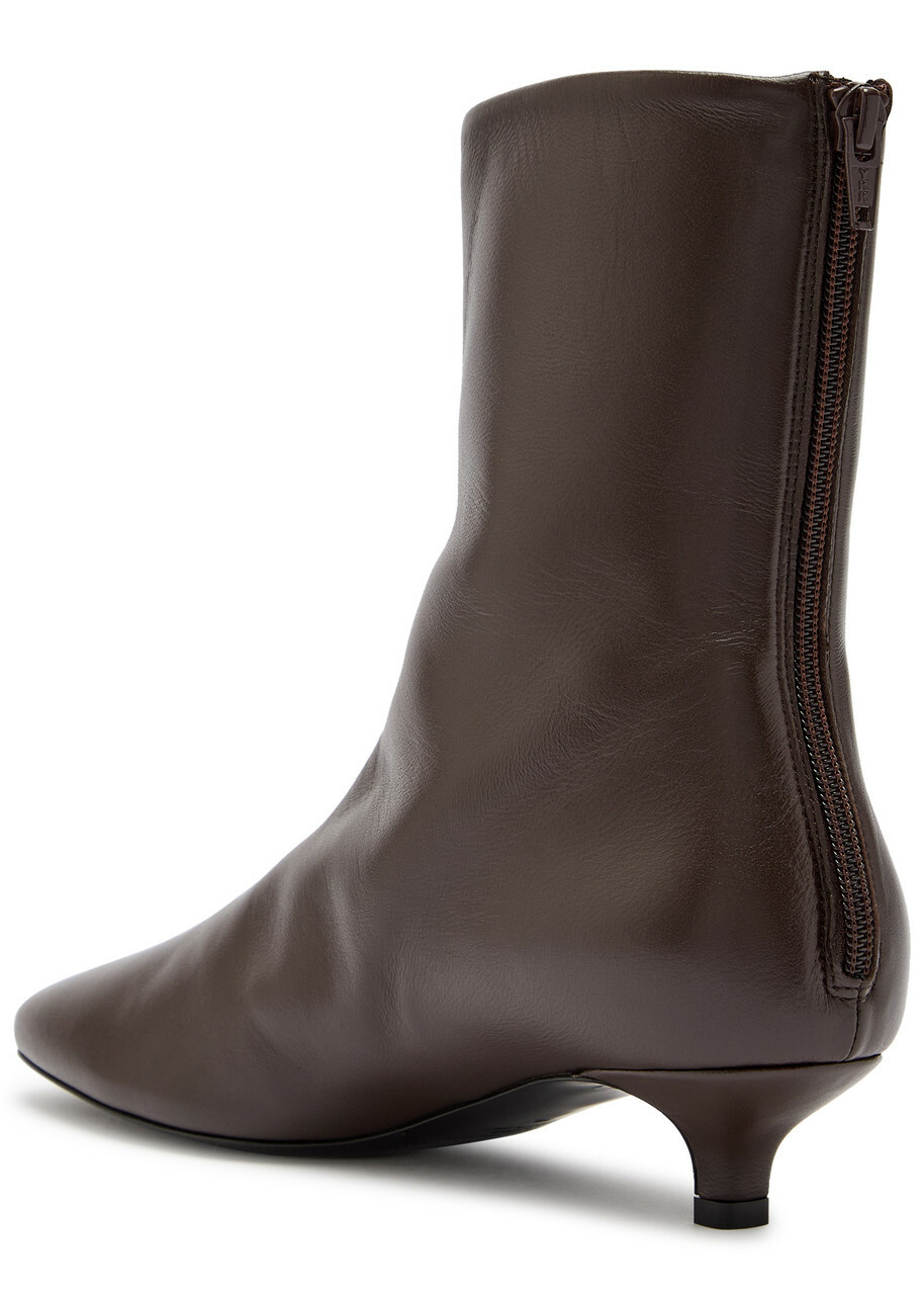 Toteme 30 Nappa Leather Ankle Boots Brown