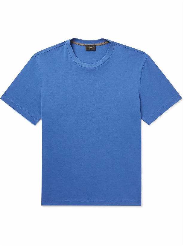 Photo: Brioni - Cotton-Jersey T-Shirt - Blue
