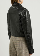 Rabanne Crocodile-effect Glossed Leather Jacket Black