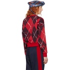Charles Jeffrey Loverboy Red and Black Claes Argyle Crewneck Sweater